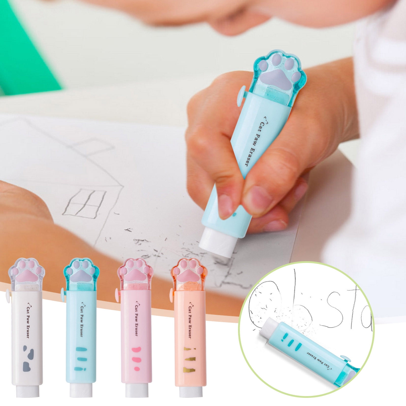 Erasers for Pencils 2 Pack, Cute Pencil Erasers for Office, Erasers for Drawing Sketching Blue