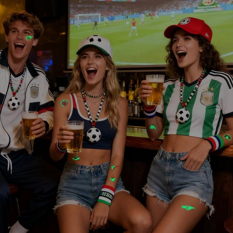 2026 World Cup Glow in the Dark Face Tattoos Waterproof Sweatproof Temporary Stickers 10 Sheets — image 4