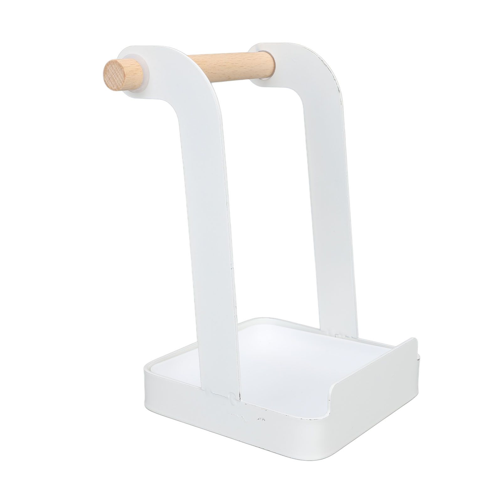 Pot Lid Holder Rack Multifunction Prevent Slip Iron Basin Wood Rack Cooking Tool Spatula Stand Kitchen Organizer White โ image 2