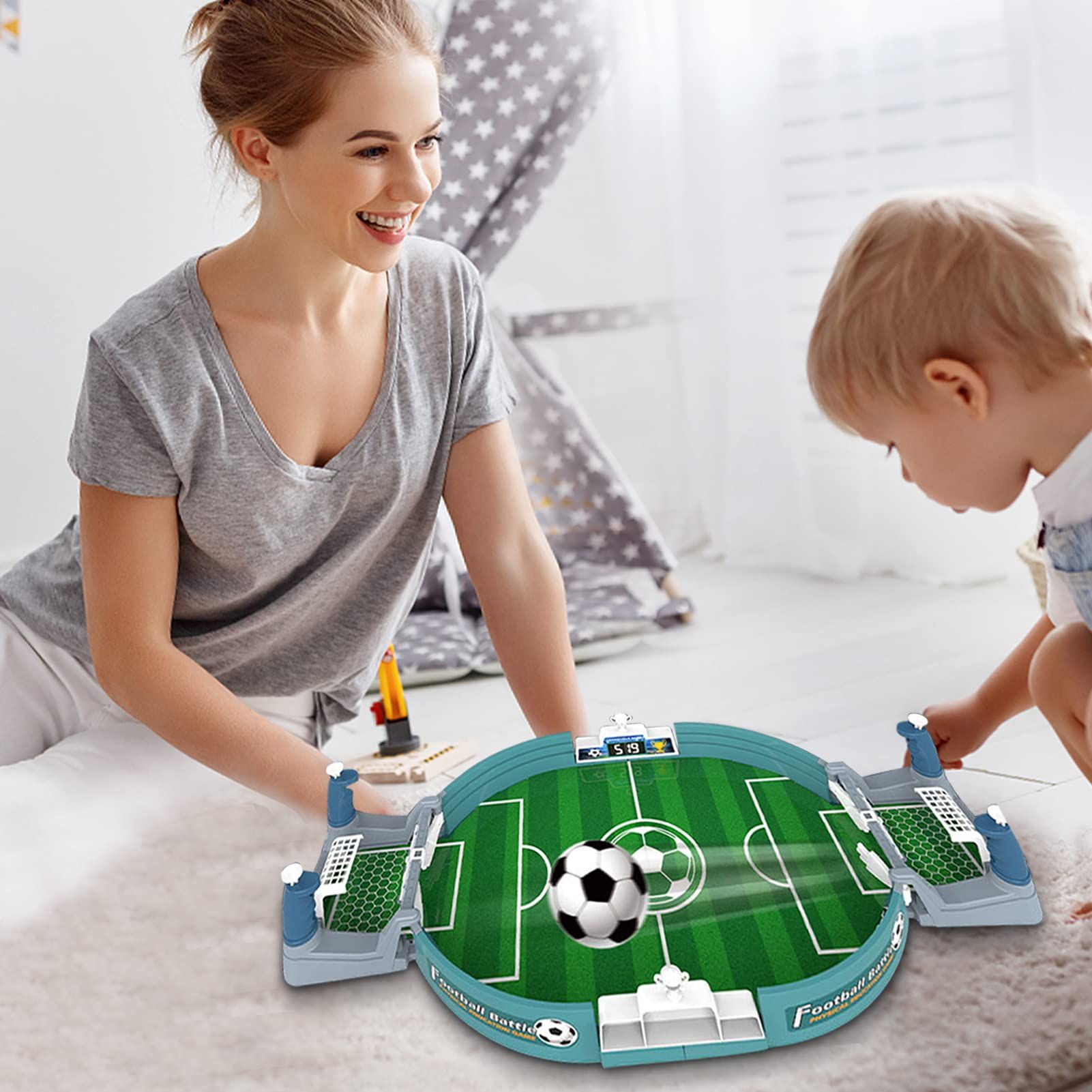 Mini Table Football Game, Tabletop Soccer Game Set, 2 Players Interactive Desktop Football Battle Board Game for Home Party — image 4