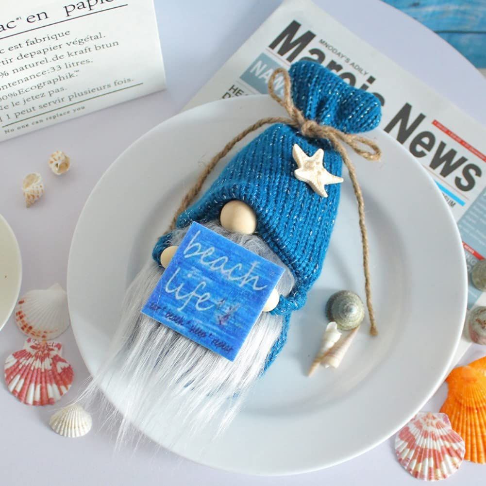 Blue Decoration, Handmade Swedish Plush Elf Holding Funny Sweet Warm Sayings Beach Life Party Decor Best Gifts for Summer Home — image 5