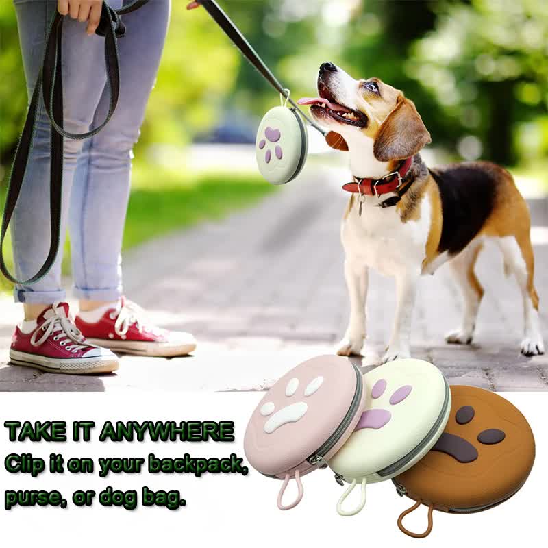 Portable Silicone Double Pet Bowl - Collapsible Travel Dog Feeder for Food & Water - 2 x 450ml Capacity with Zipper Case - Light Yellow โ image 3