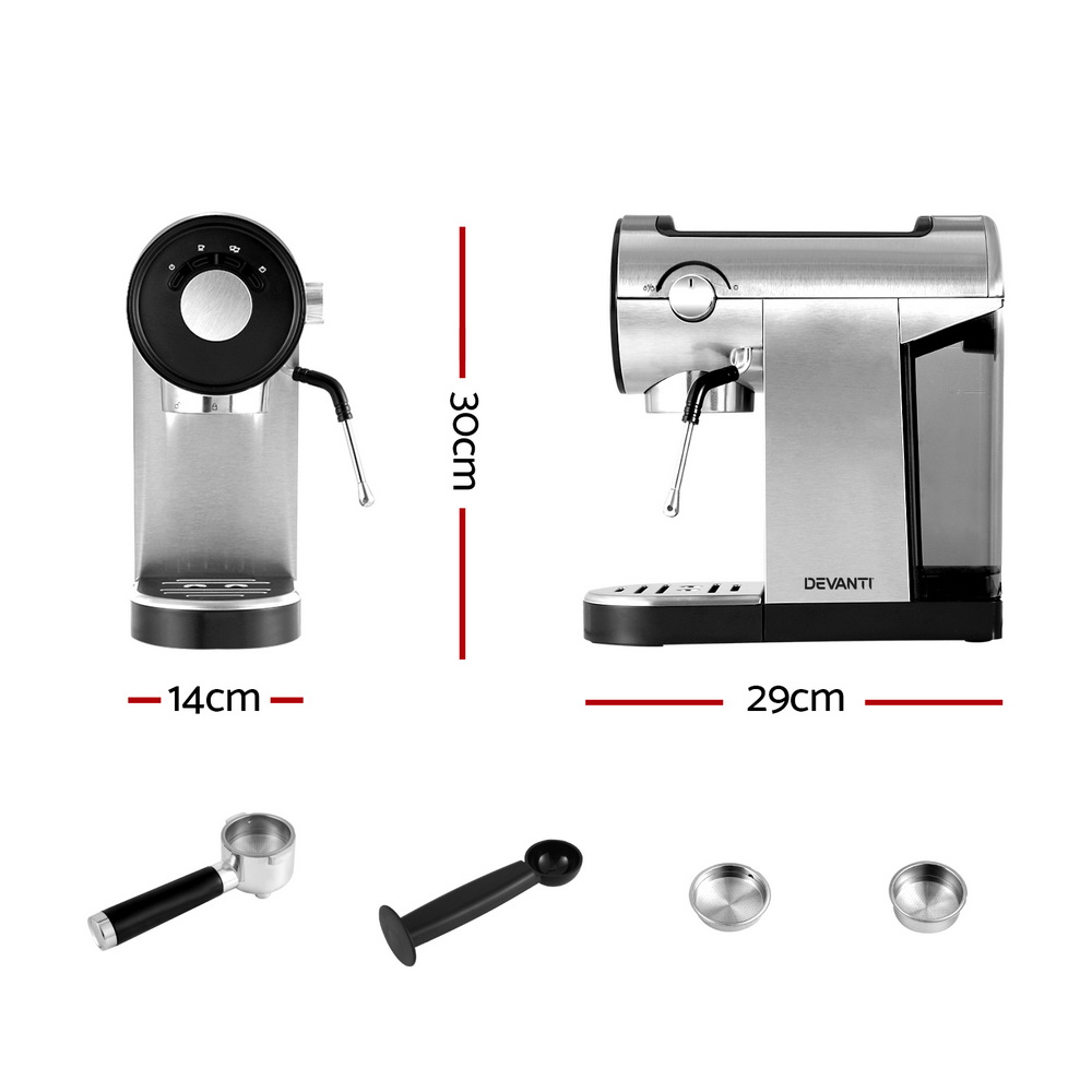 Devanti 20 Bar Coffee Machine Espresso Cafe Maker — image 2