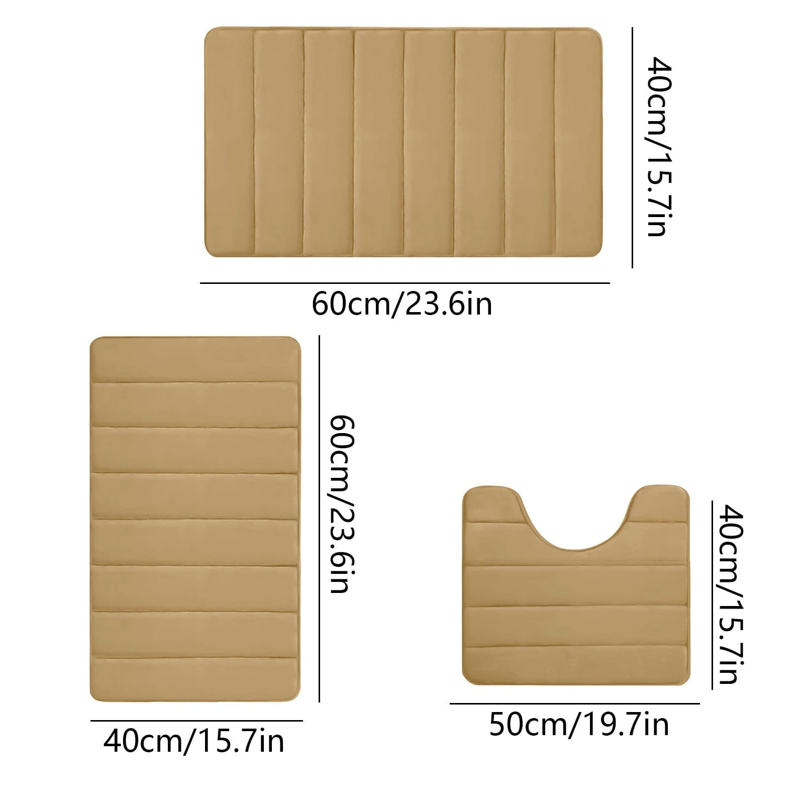 Memory Foam Toilet Rug, Non-Slip Bathroom Rugs, Toilet Rugs U Shaped Washable, Commode Contour Rug, Soft Comfortable Super Water Absorption #3_Khaki β image 3