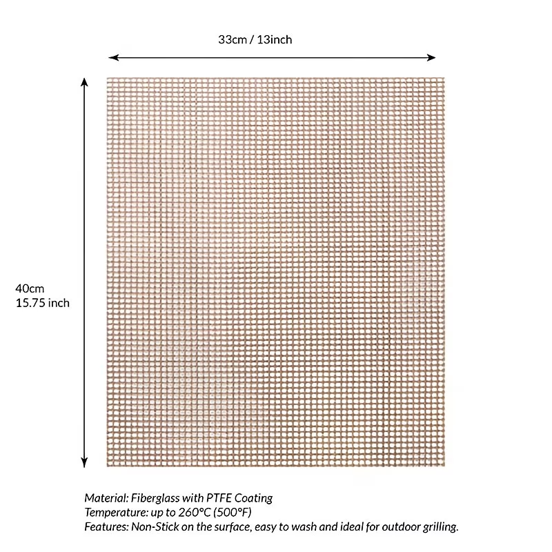 Black 3-Pack Premium Non-Stick PTFE Grill Mesh Mats - Reusable, easy-to-clean round wire mesh mats, perfect for outdoor grilling, ideal for chicken wings — image 6
