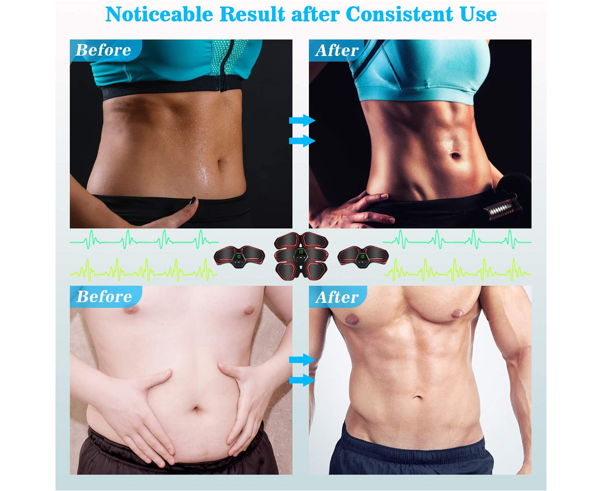 Muscle Toner Abdominal Toning Belt ABS Toner Body Muscle Trainer Wireless Portable Unisex Fitness Training Gear - Red โ image 6
