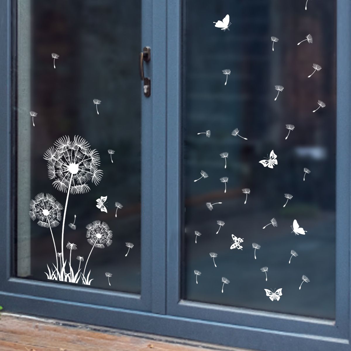 White Dandelion Window Clings Flying Flowers Butterflies Spring Window Decals Anti-Collision Glass Window Doors Window — image 4
