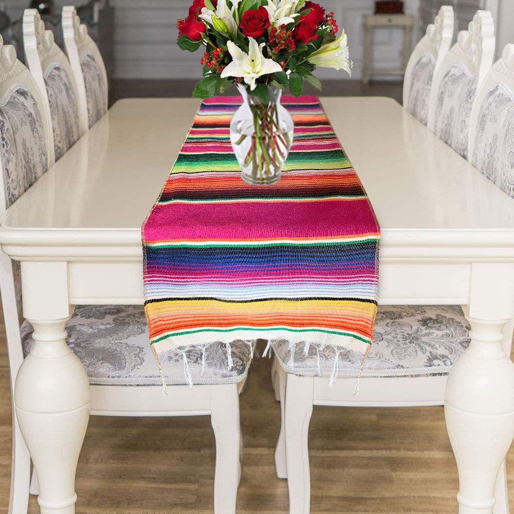 14 x 84 Inch for Party Wedding Decorations Outdoor Picnics Dining Table, Fringe Cotton Table It is portable with mini size โ image 5