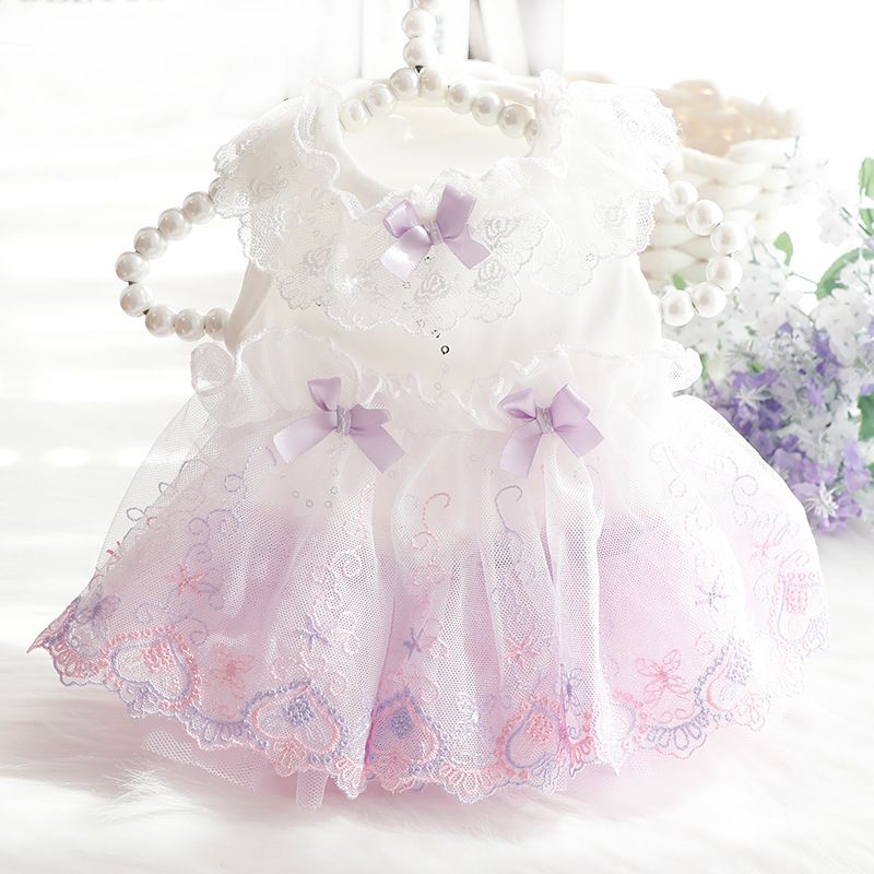 Accope Pet Dress Cotton Princess Style Summer Orange pink S number — image 2
