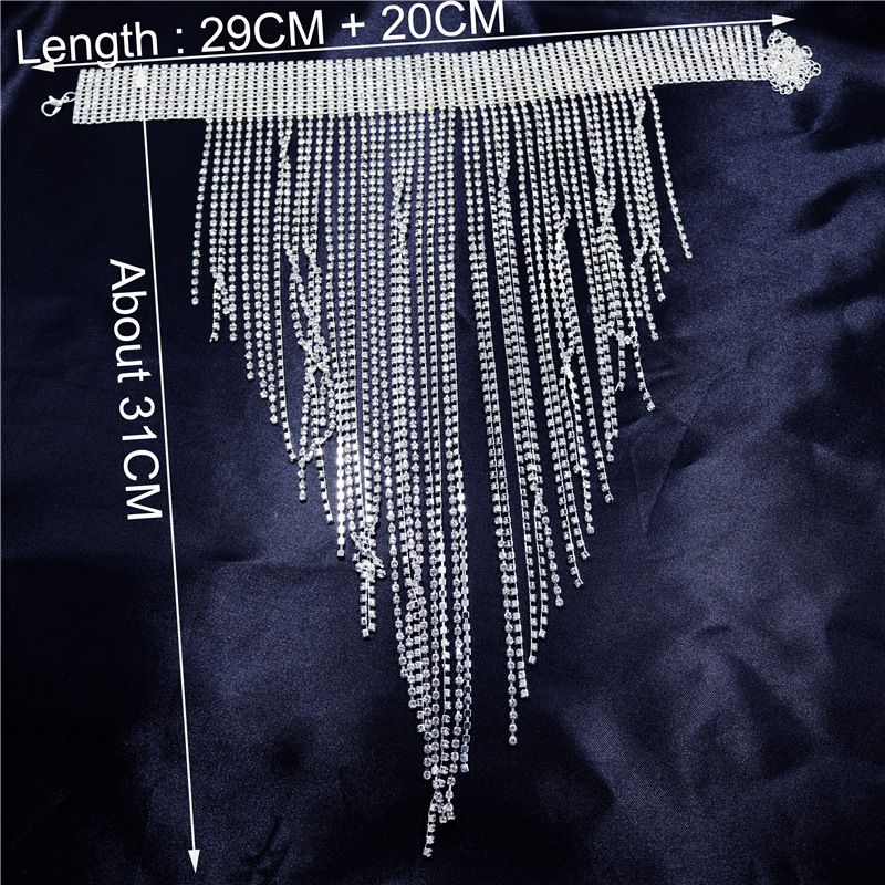 Choker Necklace Silver Sparkle Crystal Chain Fashion Party Prom Costumes Body Jewelry Accessories for Women and Girls — image 4