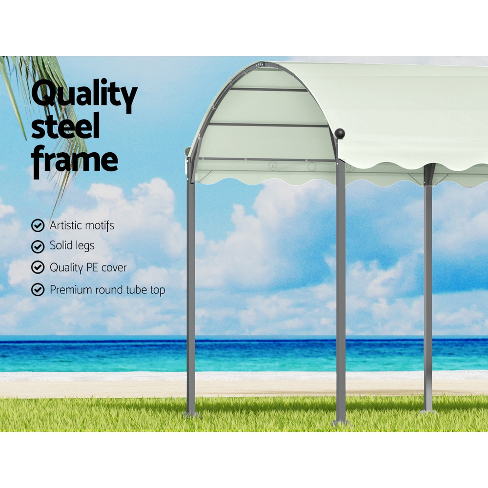 Instahut Gazebo Marquee 4 × 3m Outdoor Event Wedding Tent Camping Party Shade Iron Art Canopy Beige — image 5