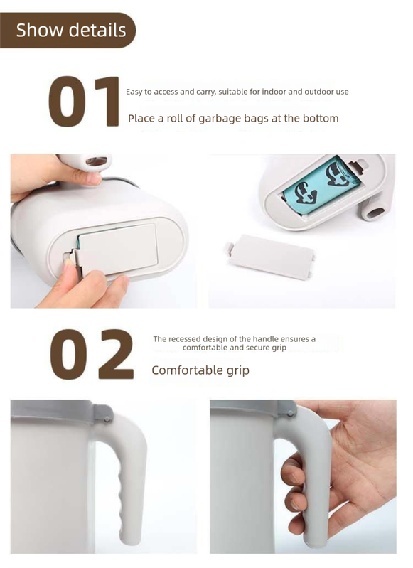 2-in-1 Cat Litter Scoop with Integrated Waste Bin & 1 Roll Refill Bags Detachable Sifter Shovel Anti-Reflux Baffle Grey β image 3