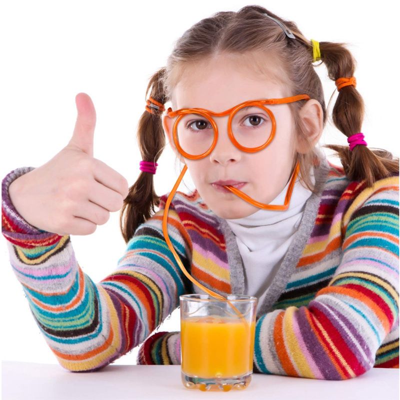 10 Pieces Silly Straw Glasses Eyeglasses Straws Eyeglasses Crazy Fun Loop Straws Novelty Drinking Eyeglasses Straw for Annual โ image 3