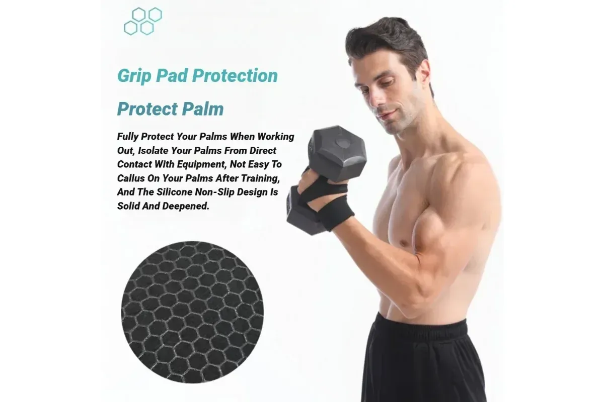 Half Finger Training Sport Gloves For Men Women Workout Fitness Body Building Weightlifting Gym Hand Wrist Protector Dumbbells - Red (1pair) L — image 3