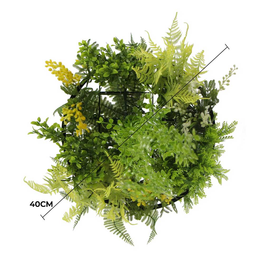 Black Framed Roof Hanging Disc with Draping Life-like Plants 40cm โ image 2