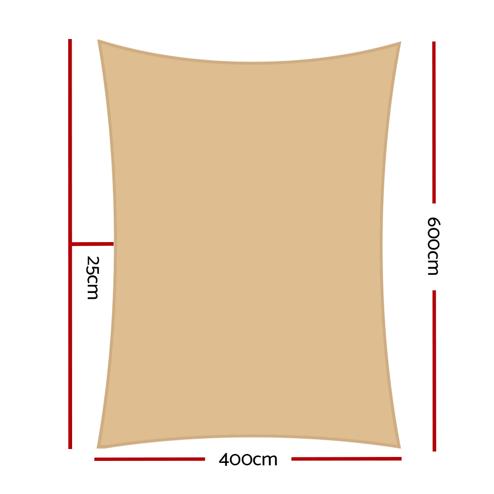 Instahut Waterproof Shade Sail 4x6m Rectangle Sand 95% Shade Cloth โ image 2