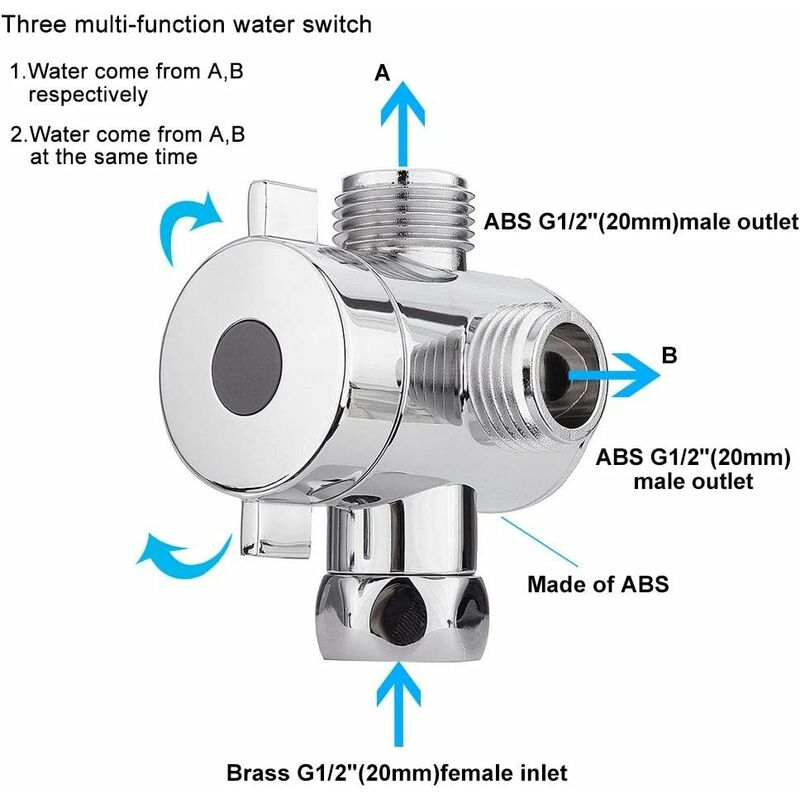 3 Way Multi-Function Shower Faucet Diverter Shower Head Adapter For Shower Arm Kitchen Sink G1/2" T-Bar Faucet — image 4