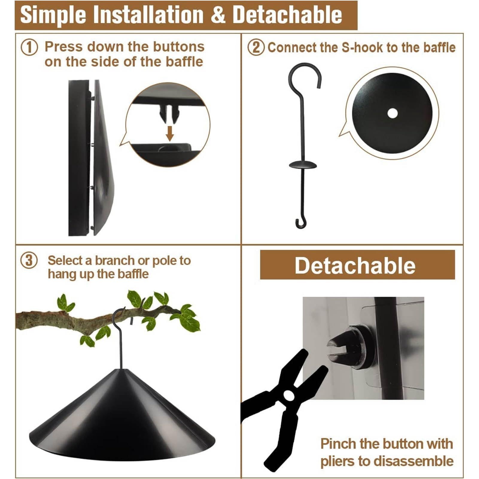 Squirrel Flapper, Universal Squirrel Proof Baffle Bird Feed Guard and Bird Houses Unique Wrap Around Squirrel Baffle Screw Style — image 4