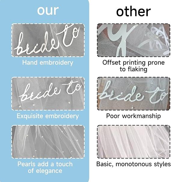 Bride to Be Pearl Veil Embroidered White — image 4
