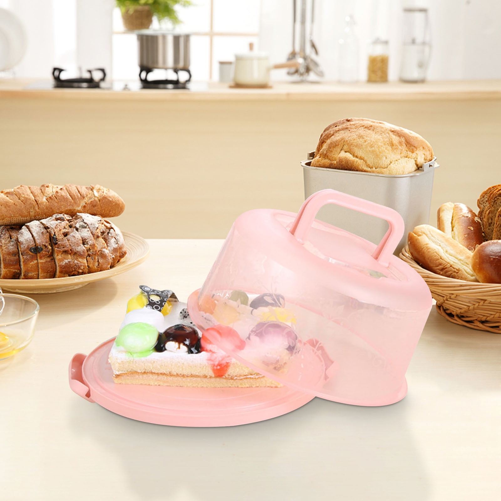 Clearance! Round Cake Carrier Cake Container With Lid And Handles, Large Cupcake Carrier Cake Keeper Sturdy Cupcake Box Cupcake Holder With Two Secure Side โ image 5