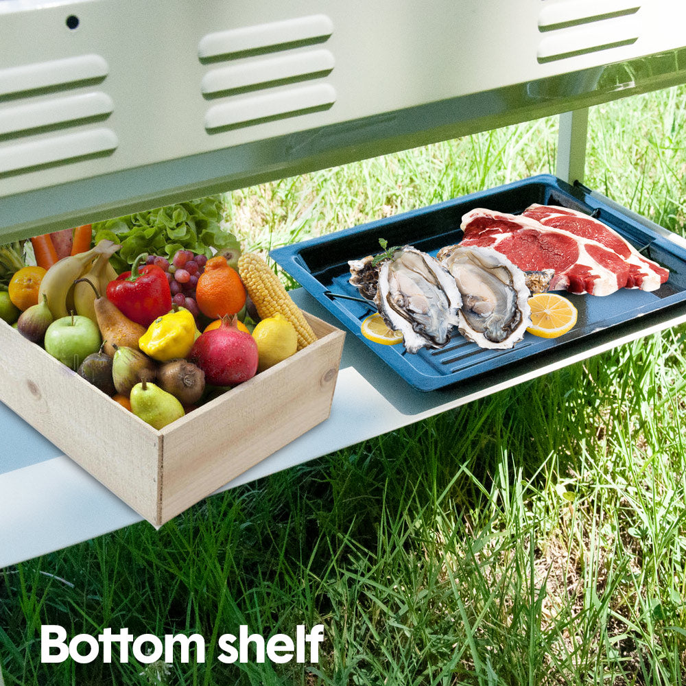 Portable Large Barbecue Charcoal Grill Stove Foldable Kebab Stainless Steel BBQ Grill With 2 Grill Nets 2 Enamel Baking Pans And Tong Outdoor Camping Patio — image 5