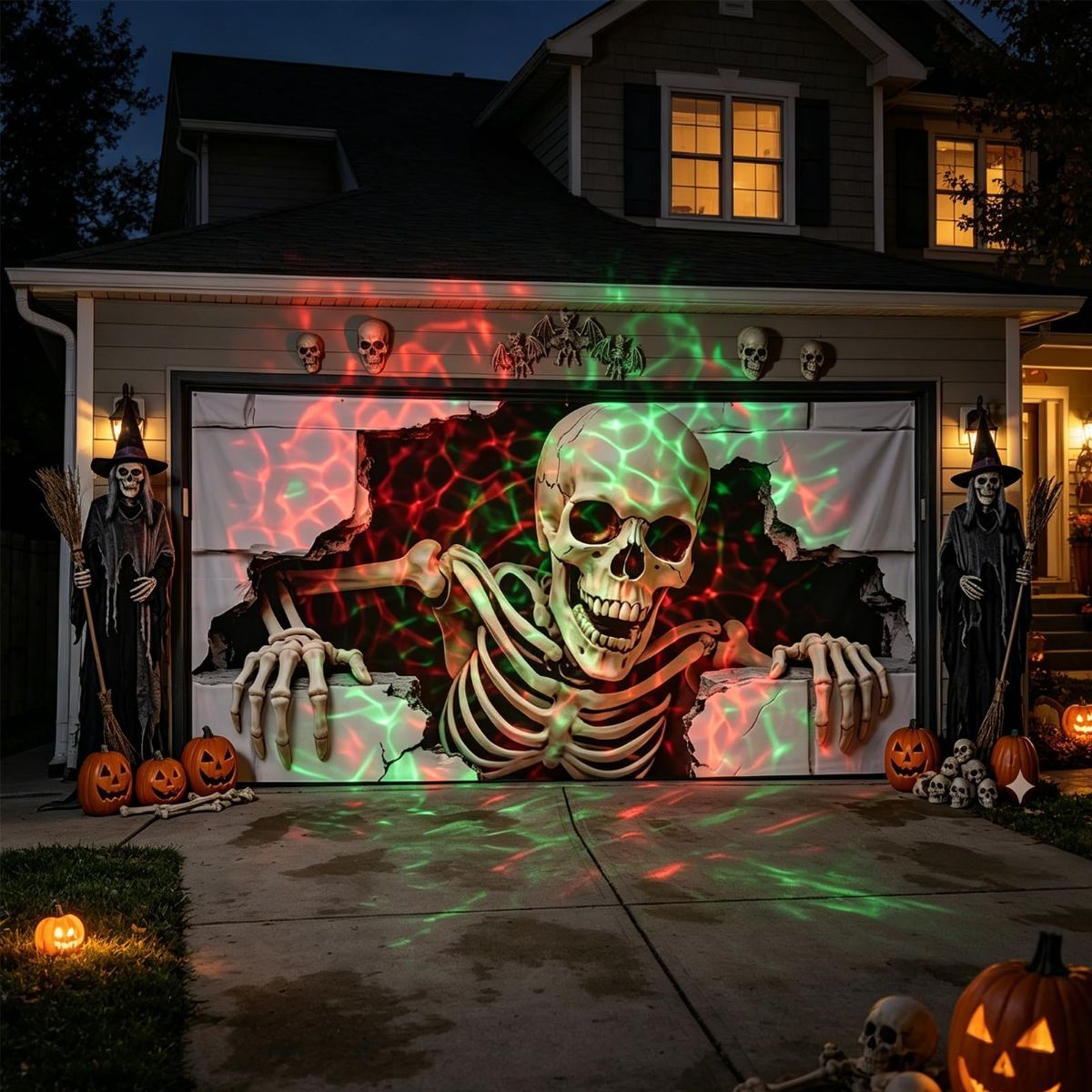 Halloween Garage Door Cover Halloween Decorations Outdoor Hanging Banner Garage - White - Size 7 × 9ft — image 6