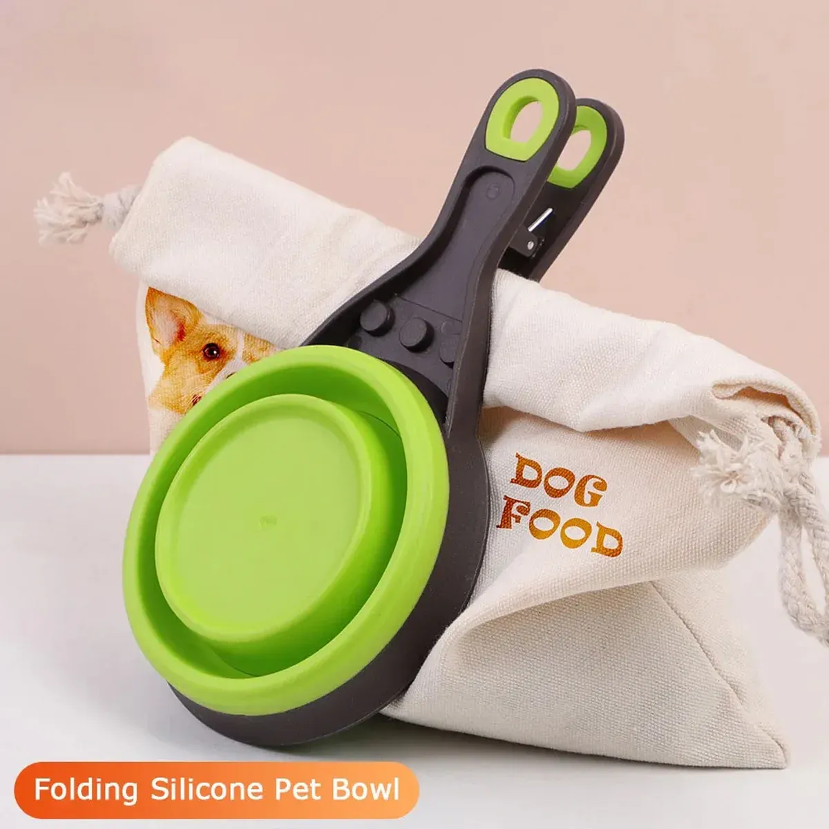 Silicone Pet Food Scoop With Clip Long Handle Foldable Cat Dog Spoon Tool - L — image 6