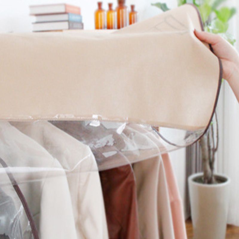Clothes Dust Cover Nonwoven Dust Prevention Waterproof Transparent Window Design Hanging Garment Protectors Beige โ image 6