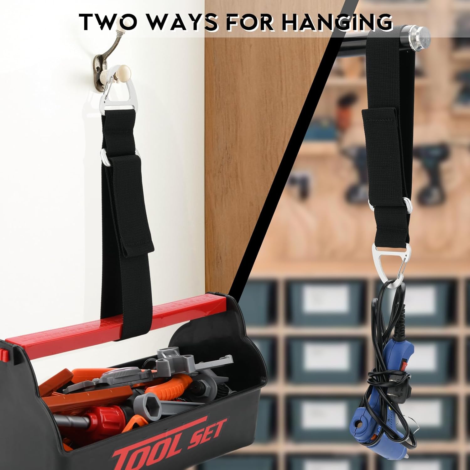2 Packs Easy Released Adjustable Extension Cord Organizer Holder, Hose Rope Storage Straps Wrap for RV Shed Workshop Garage Organization, Gadgets Tools Gifts — image 5