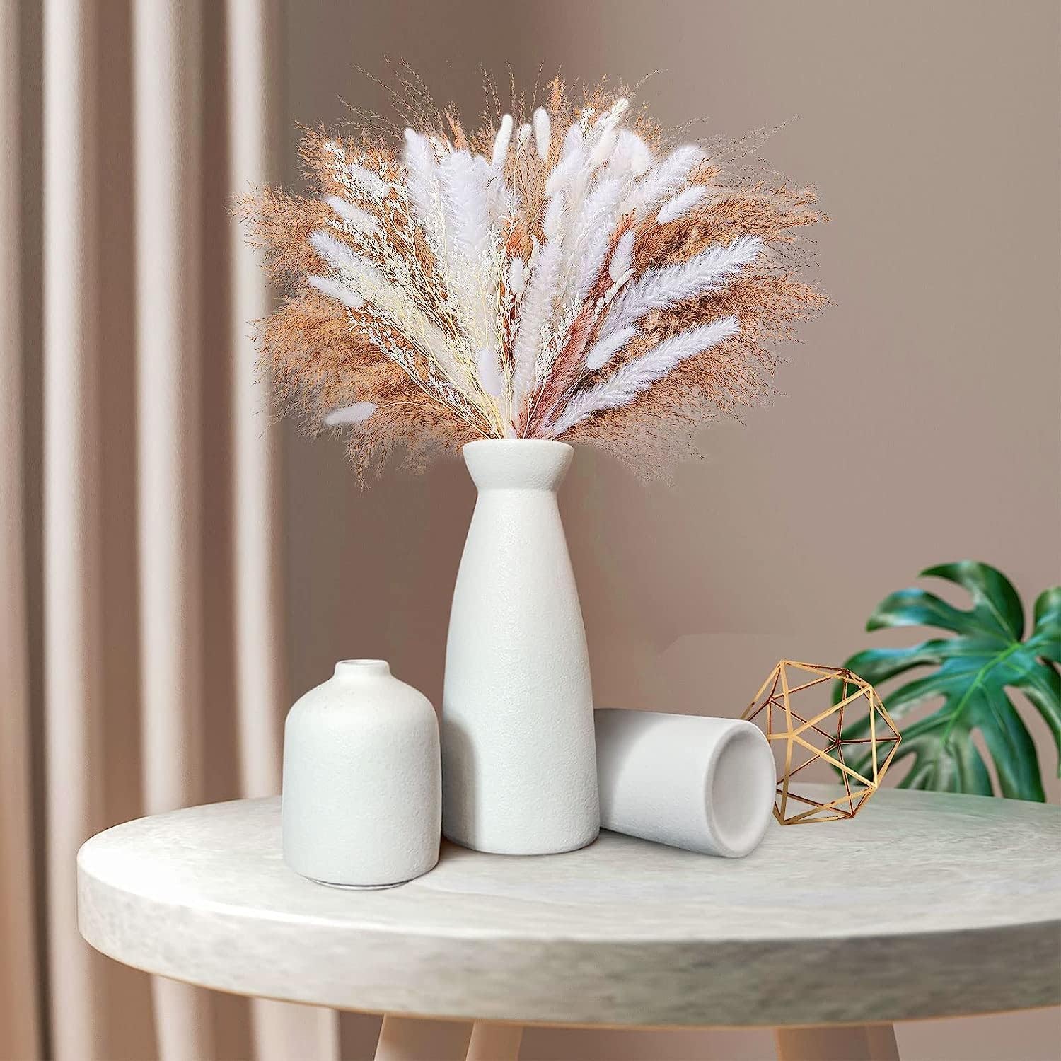 Ceramic Set of 3 Modern White Vases for Home D cor — image 2