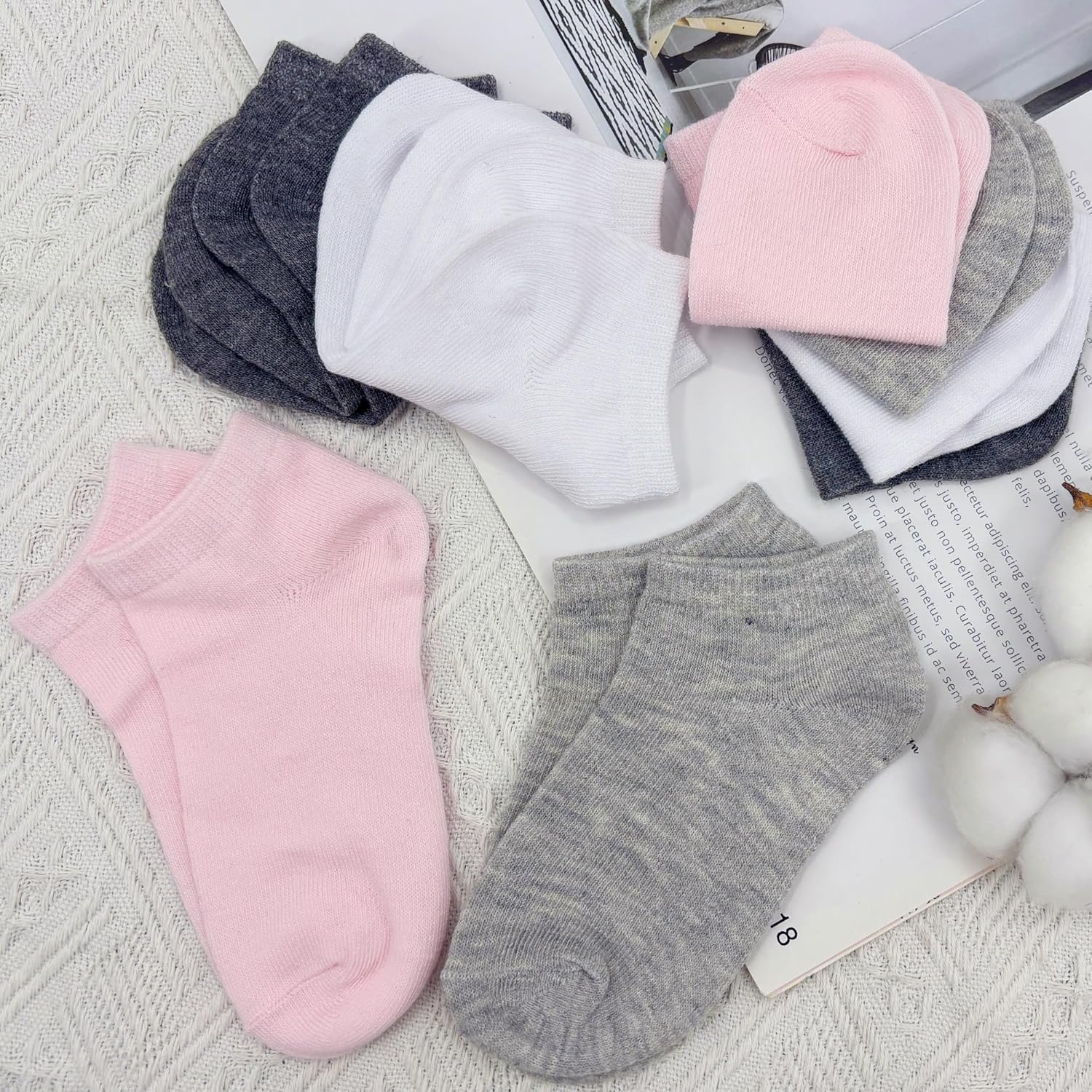 12 Pairs Girls Socks Low Cut Athletic Half Cushion Ankle Socks for Girls 4-15 Years Old โ image 4