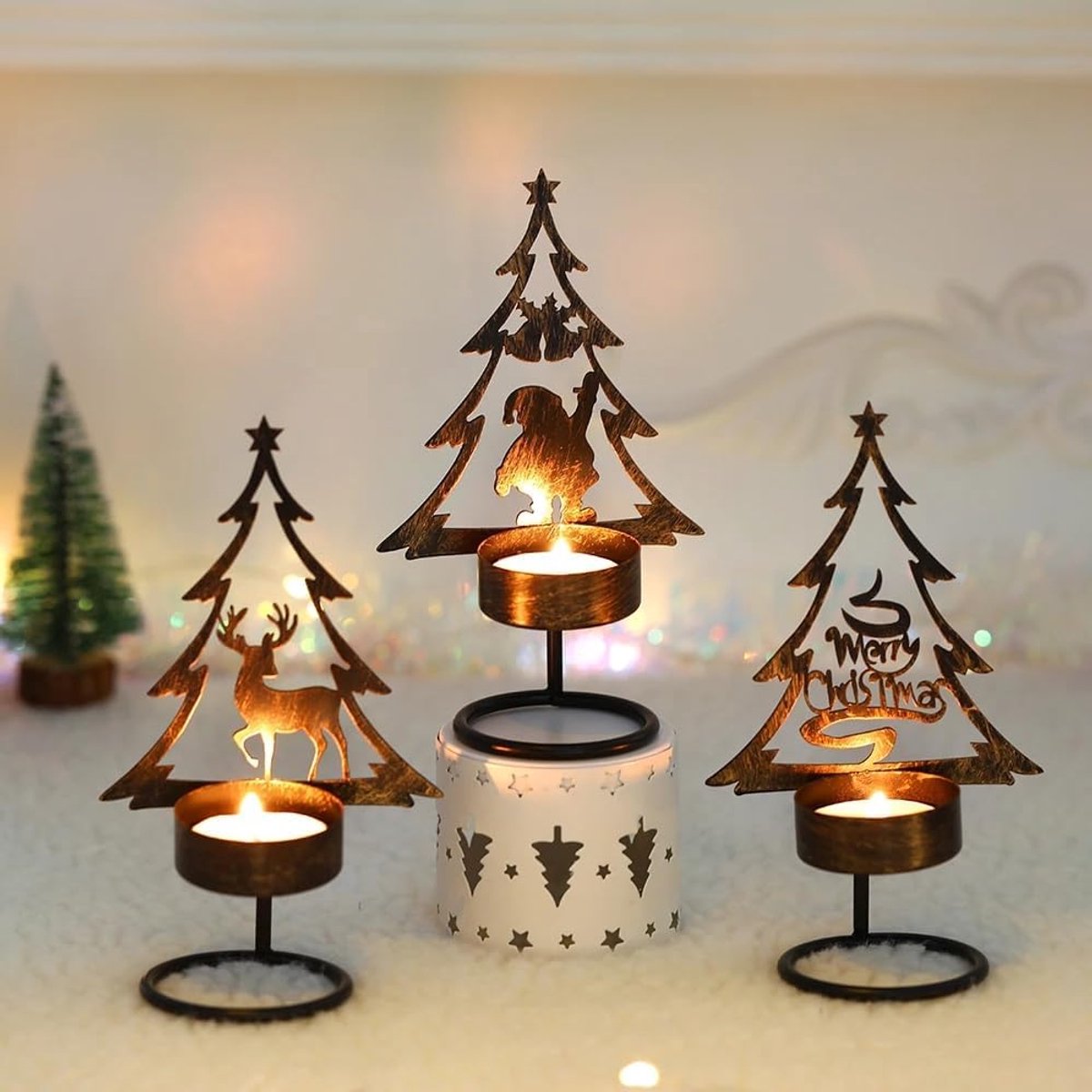 Candle Holder - Metal Candle Holder - Set of 3 - Candle Holder - Suitable for Christmas, Valentine's Day, Mother's Day, Weddings, Holidays and Home Accessories — image 4