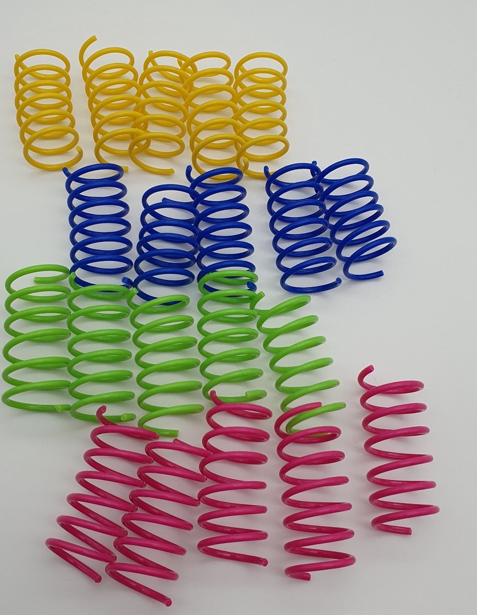 Springs Cat Toys โ 20 Cat Feathers in 4 Colors โ Spirals