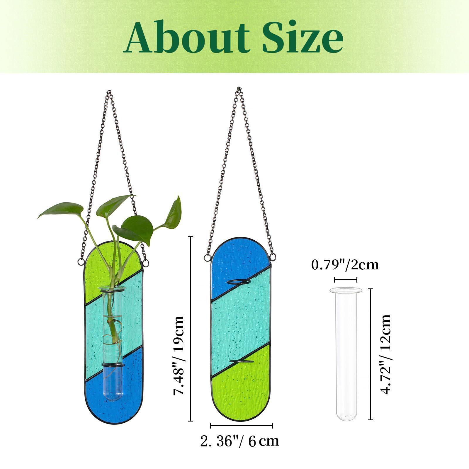 2-Pack Handcrafted Colored Glass Hydroponic Test Tube Vase - Creative Indoor Wall-Mounted Decor for Cuttings & Flowers — image 4