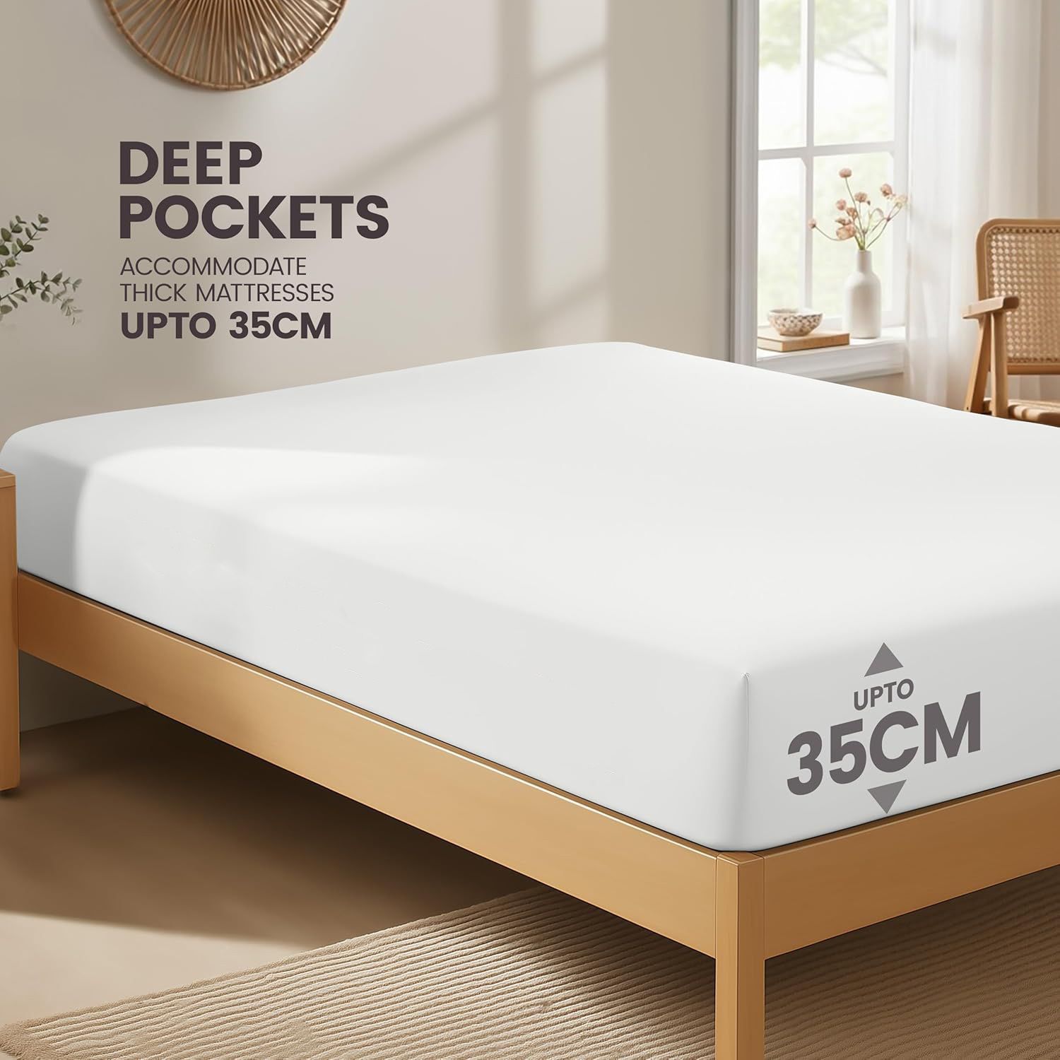 Hotel Quality Fitted Sheet - 1 Piece Fitted Sheet -Breathable Bedding - Wrinkle, Fade, Stain Resistant- 16inch/40cm Deep Pocket Fitted Bed — image 2