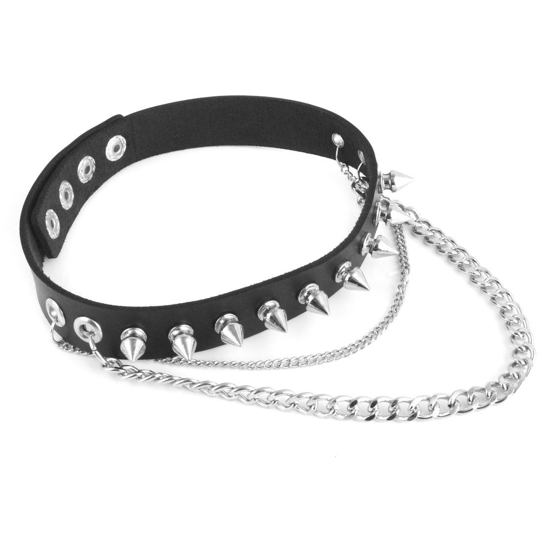 Fashion Women Men Cool Punk Goth Metal Spike Studded Link Leather Collar Choker Necklace for your friends and family — image 5