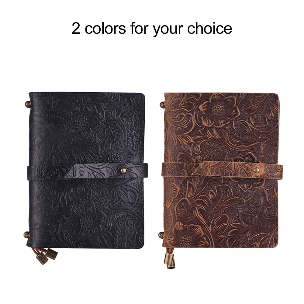 Leather Vintage Embossed Pattern Travel Journal Notebook Lined Blank Grid Paper Diary Refillable Notepad Gift for Men & Women Sketching Writing โ image 5