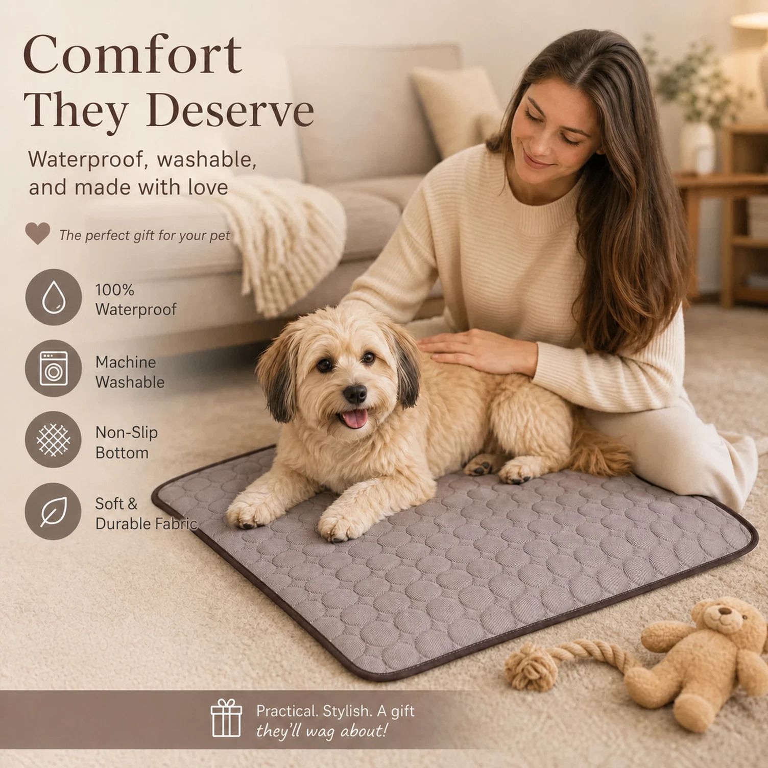 2pcs Coffee Ice Silk Pet Pad, Size XL (100 × 75cm)