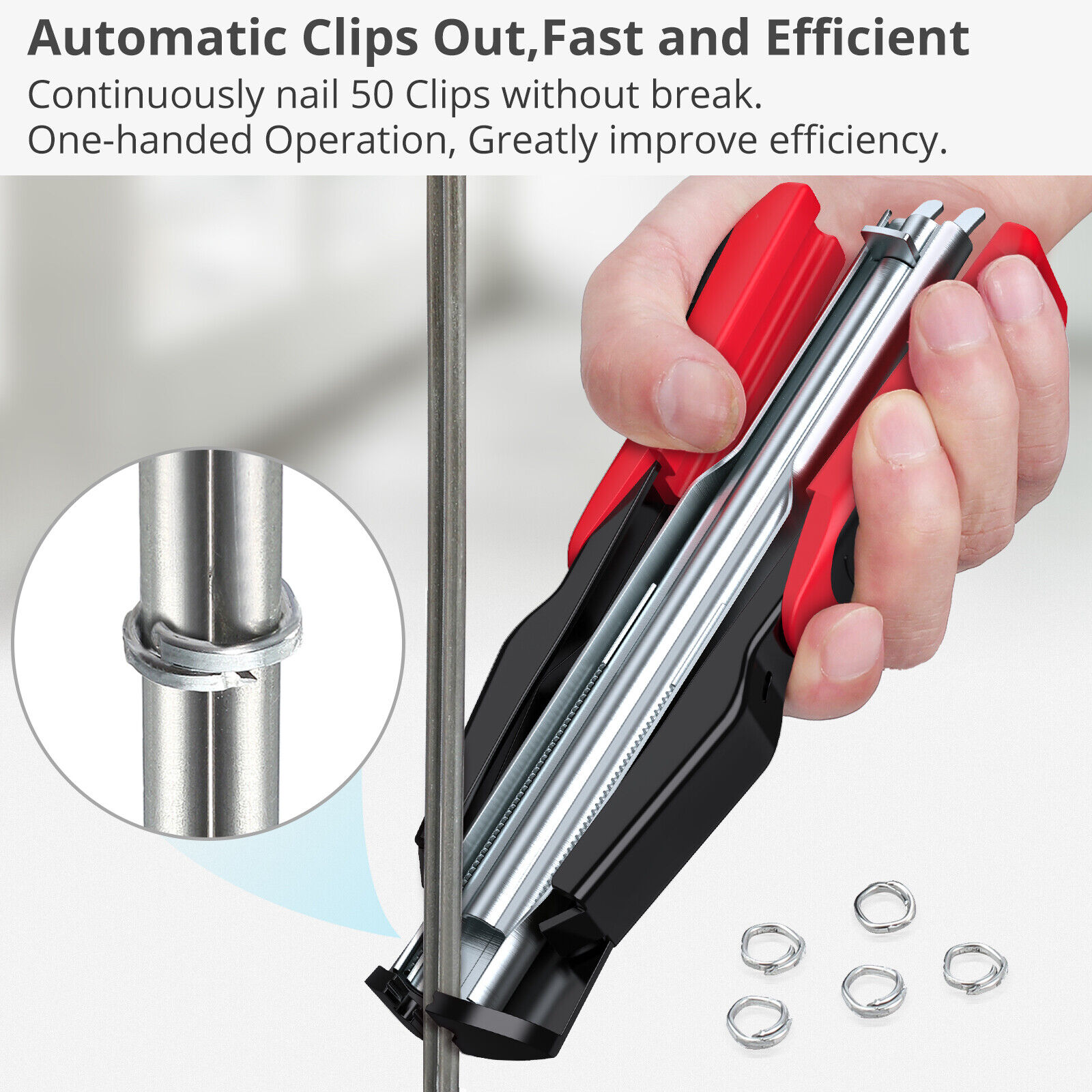 Hog Ring Gun C Clip Auto Feed Nailer Pliers+2500pcs Galvanised Steel Hogring Set โ image 5