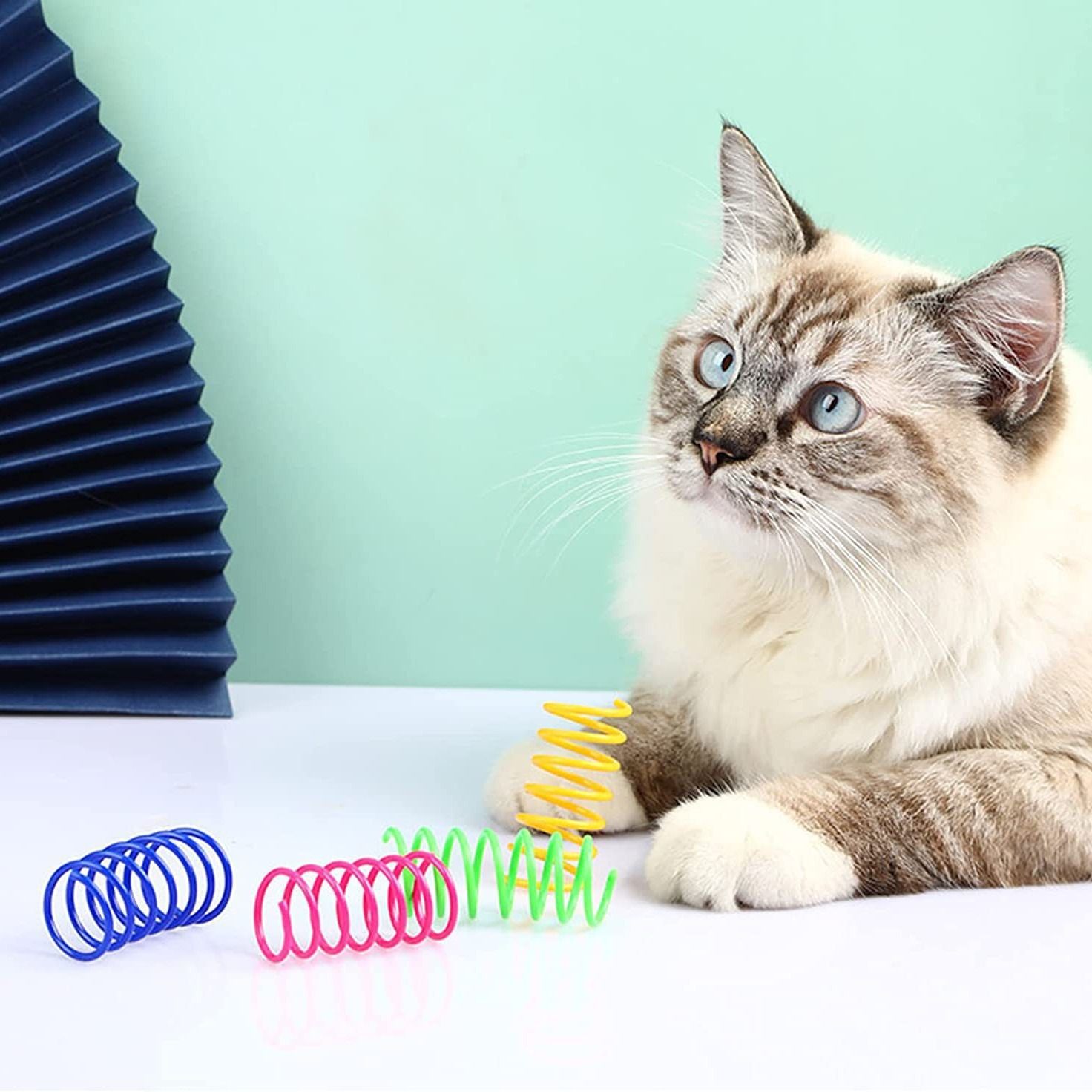 Self Playing Pet Cat Toys Plastic Colorful Spring Bouncing Cat Toy Cat Supplies includes Cat Coil Spring 20Pcs Creative Toys - Great Gift Option โ image 4