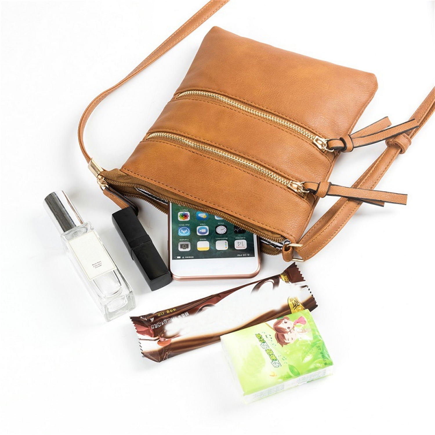 Small Crossbody Purses for Women Multi Pocket Travel Bag Over The Shoulder with Extra Long Strap - Beige Brown โ image 5