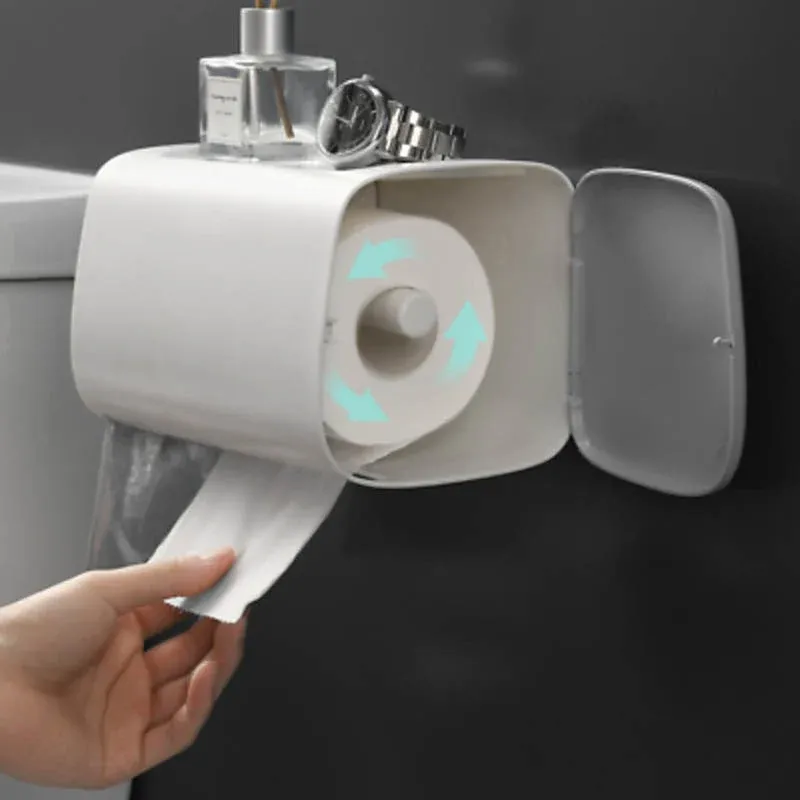 Toilet Paper Holder Waterproof Wall Mounted Roll Paper Tissue Box Shelf Bathroom β image 5
