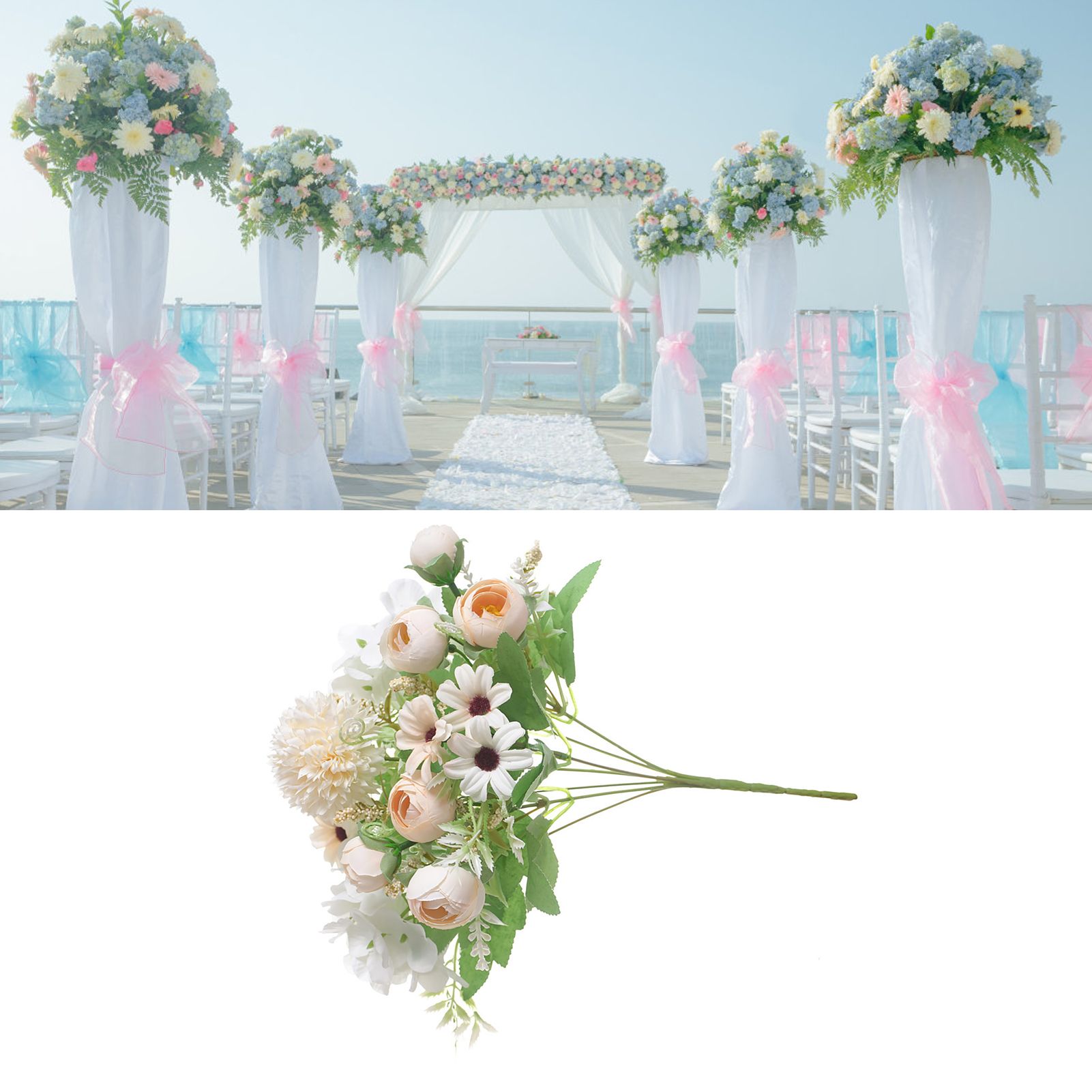 Artificial Flower Exquisite Lifelike Silk Cloth Faux Flower for Photography Wedding Home Shop Decoration Champagne โ image 5