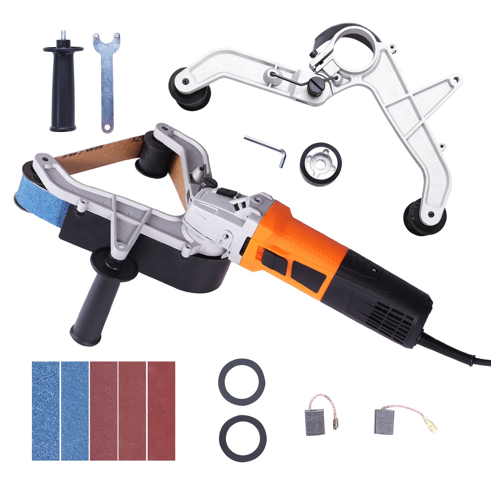 Pipe Tube Polisher Sander, 1300W Pipe Belt Sander with 6 Variable Speeds 1100-3200rpm, Professional Belt Sander Grinding Machine with 50PCS Sanding Belts for