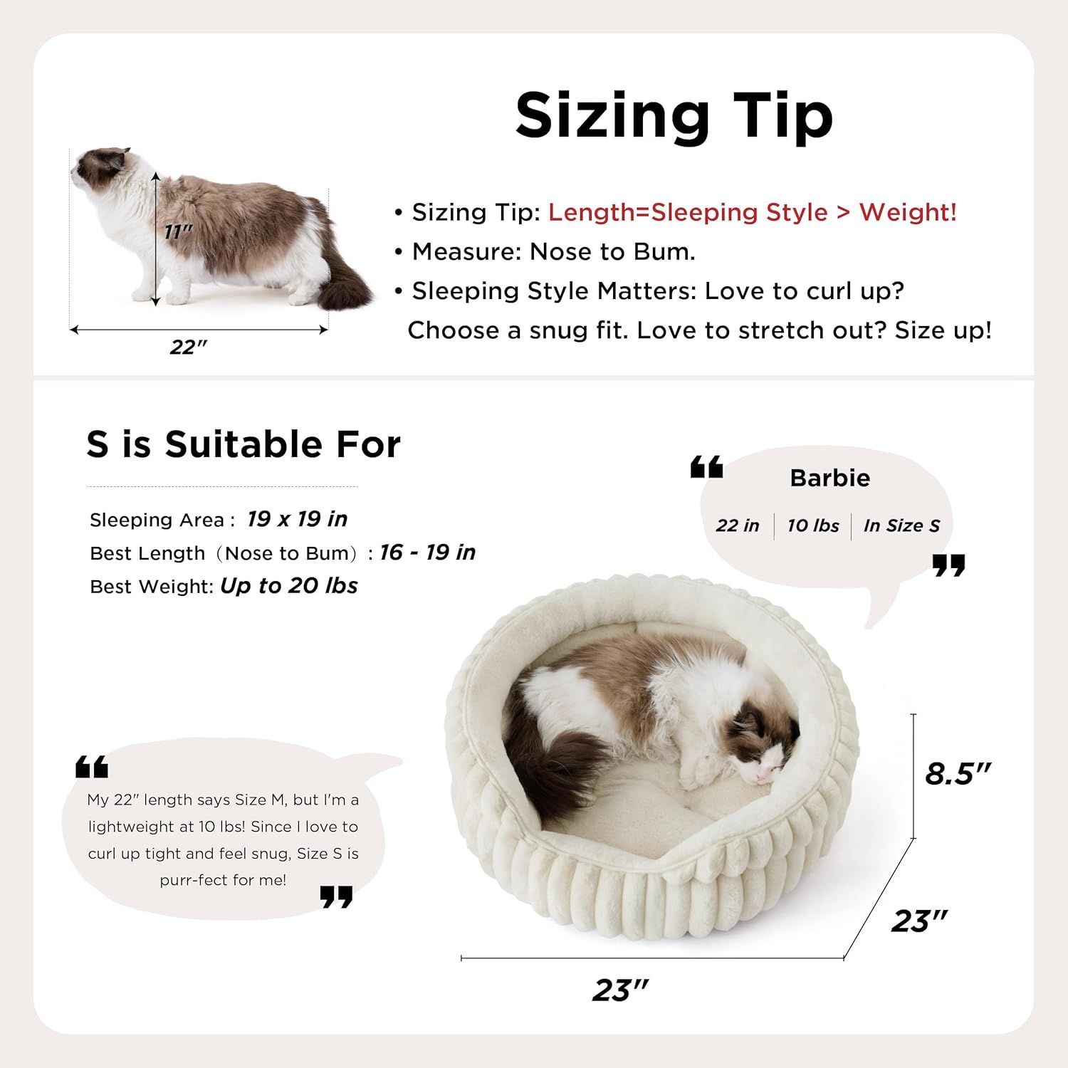 Cat Bed, Washable Round Cute Cat Beds for Indoor Cats, Super Soft Corduroy Pet Bed for Puppy and Kitten with Anti-Slip Bottom, 23''x23''x8.5'', Sandy Beige — image 5