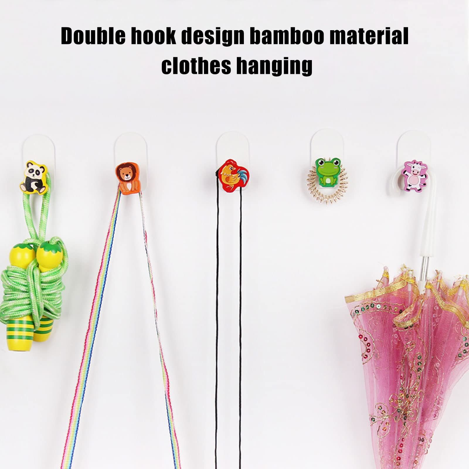 Wood Wall Hooks, 5pcs Adhesive Wooden Hooks, Animal Wall Mounted Hook Rack Decorative Hanging Wall Hooks Wooden Backpack Hanger โ image 2