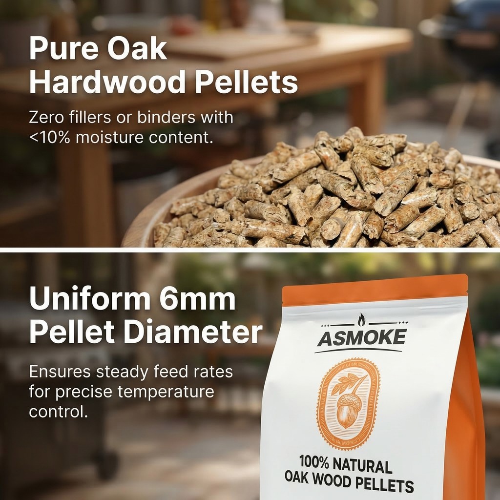 ASMOKE 100% Natural Premium Oak Wood BBQ Pellets for Smoker & Grill (9kg / 20lbs) x2 — image 3