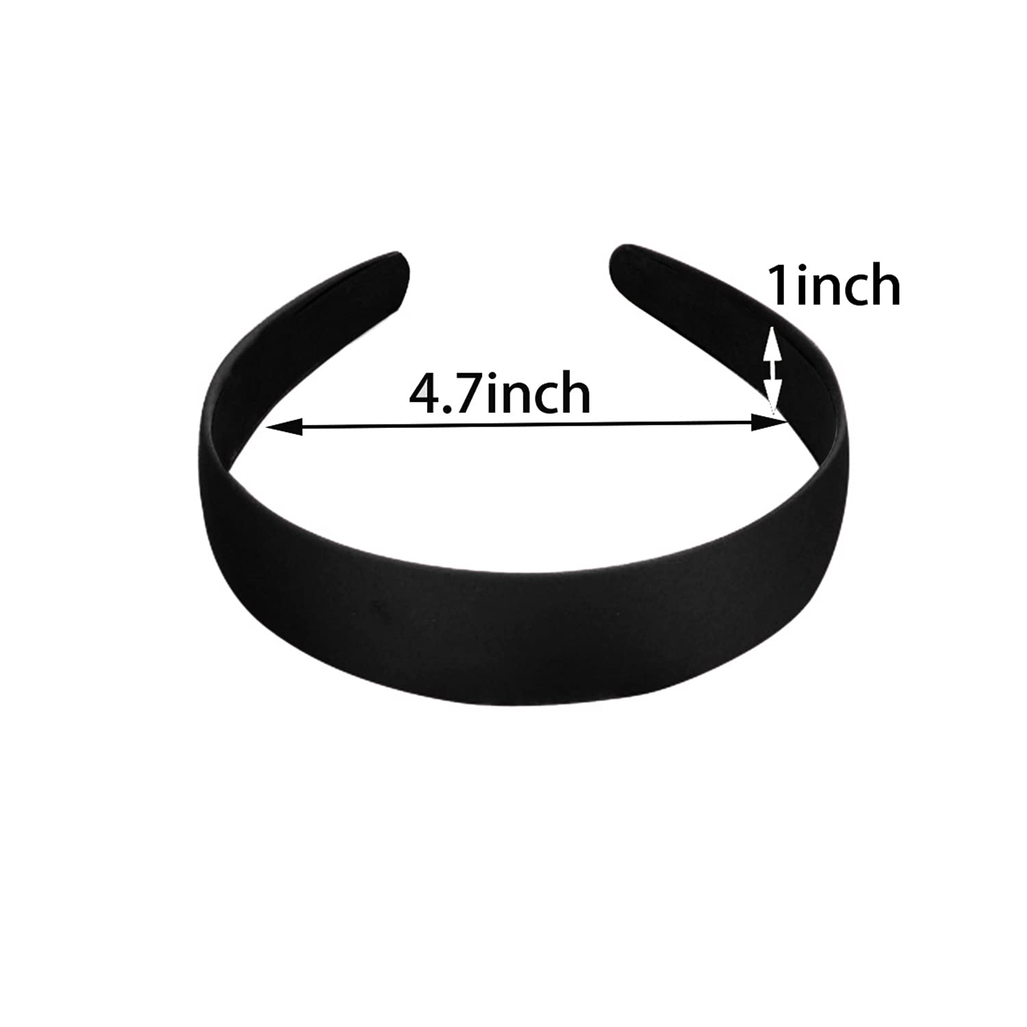 BallHull 1.2 Inch Satin Headbands, Ladies and Girls Antiskid Hard Hair Bands, DIY Hair Headbands, 6 Pcs Black — image 2