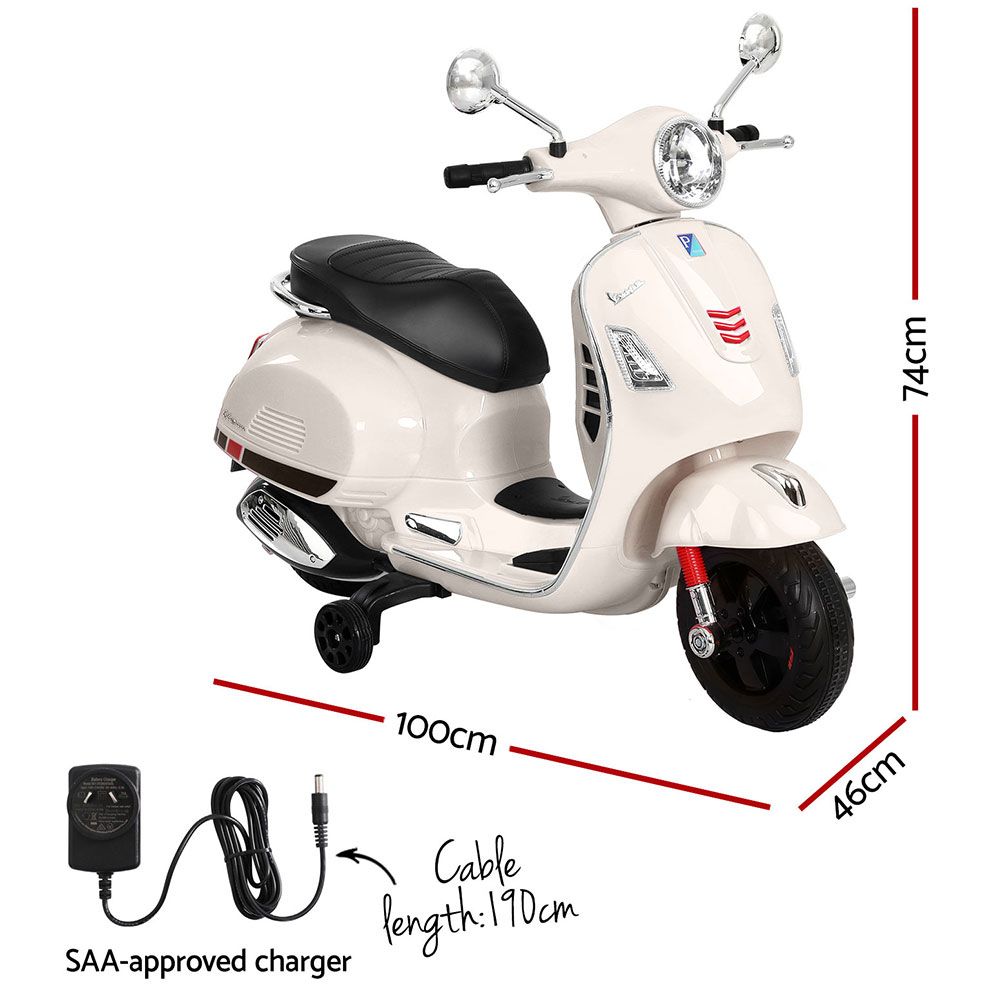 Kids Electric Ride On Car Motorcycle Motorbike Vespa Licensed GTS White โ image 2