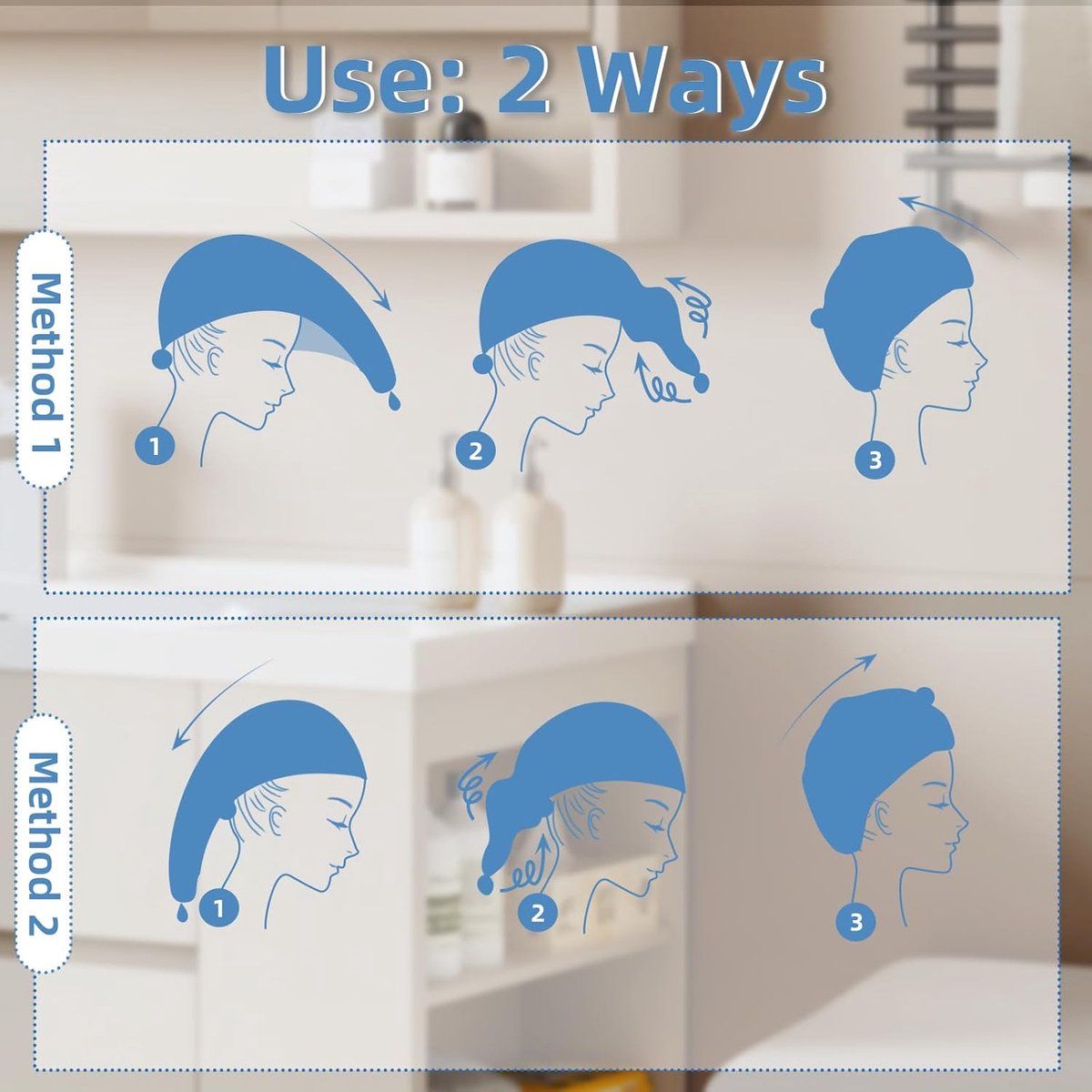 Towels - 4 pcs - Wet Hair Towel - Dry Hair Towel - Long Hair Headband - Women's Towels - Bathroom Amenities โ image 2